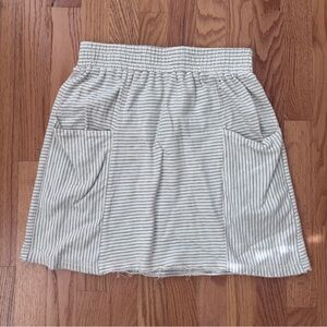 Hem & Thread Neutral Striped Comfy Knit Skirt Size Small